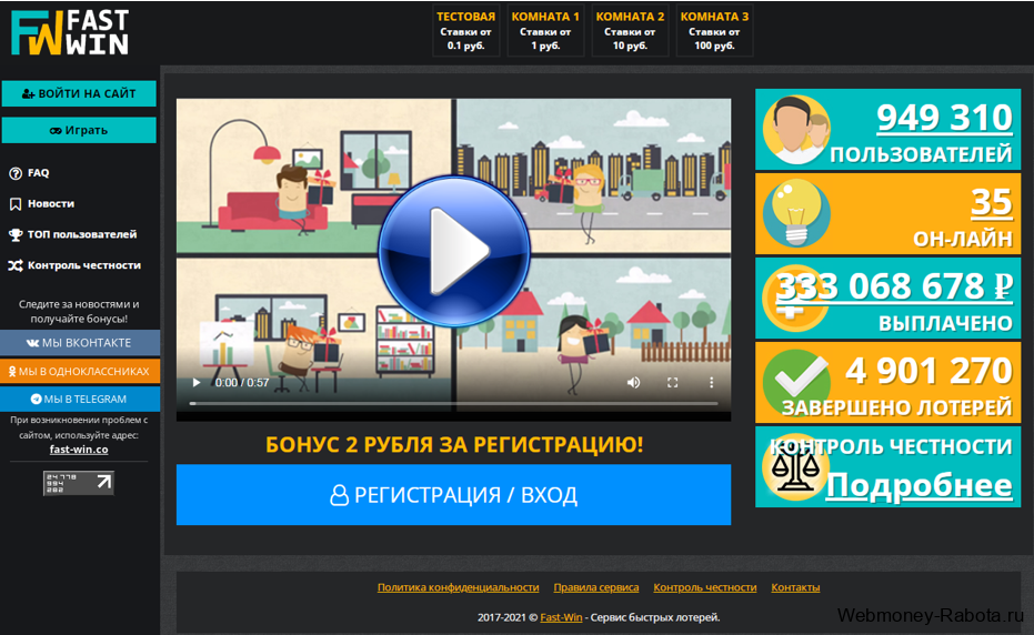 FastWin мгновенная лотерея между людьми