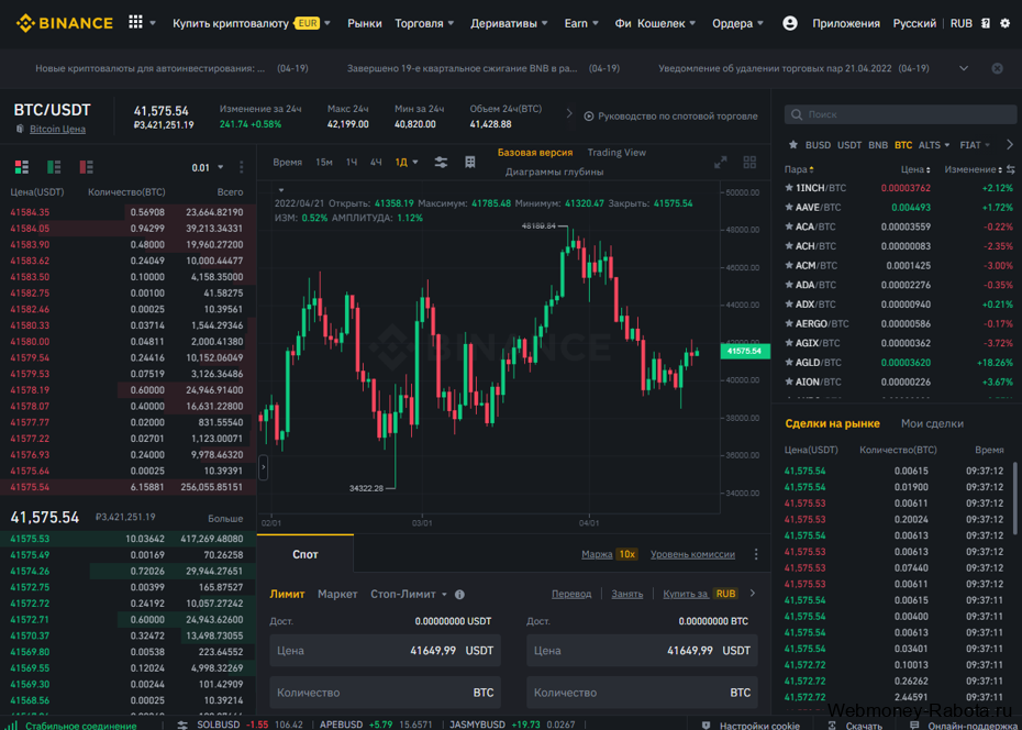 бинанс пара BTC USDT